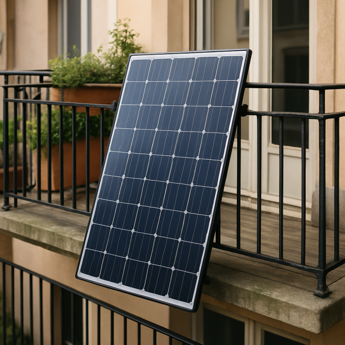 Solar-Panel an Balkongeländer
